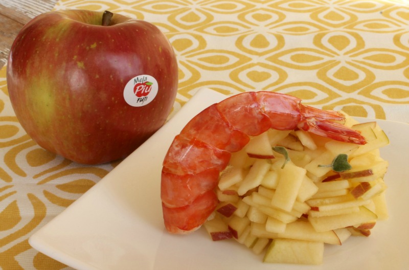 gamberoni su tartare di fuji melapiu